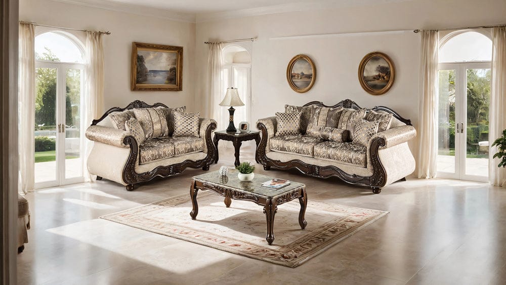 Furniture of America - Andalusia Sofa + Loveseat in Light Brown/Dark Cherry - SM6450-2PC View 1