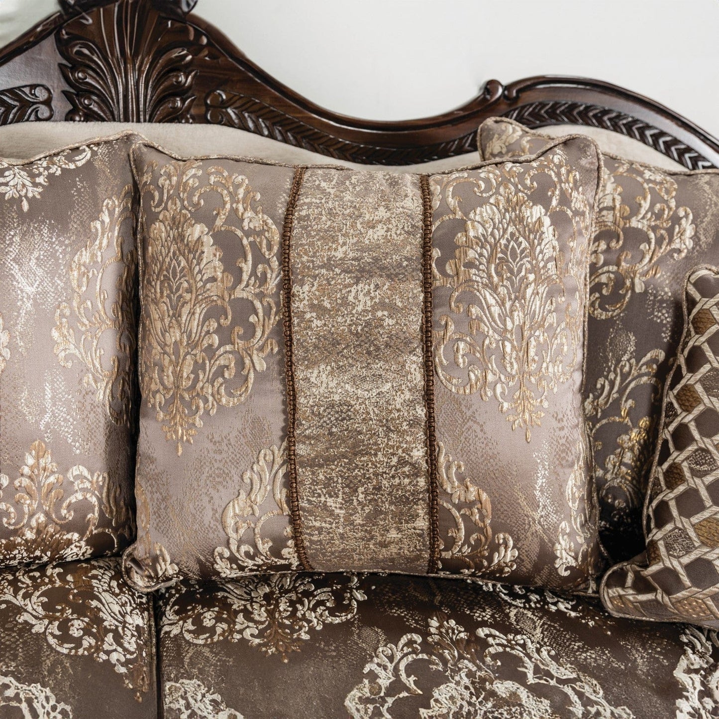 Furniture of America - Andalusia Sofa + Loveseat in Light Brown/Dark Cherry - SM6450-2PC View 5