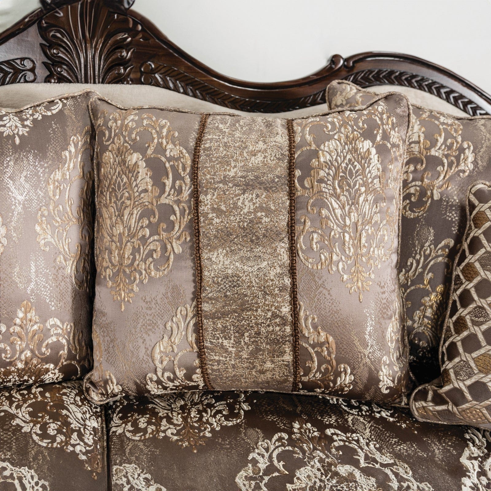 Furniture of America - Andalusia Sofa + Loveseat in Light Brown/Dark Cherry - SM6450-2PC View 5