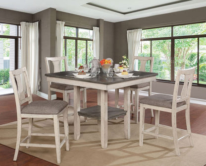 Furniture of America - Ann 5 Pc. Counter Ht. Table Set in Antique White/Gray - CM3752PT-5PK View 1