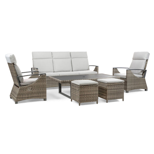 Furniture of America - Antigua 6 Pc. Patio Set w/ 2 Ottomans in Gun Metal/Brown/Gray - GM-1003-6PC View 1