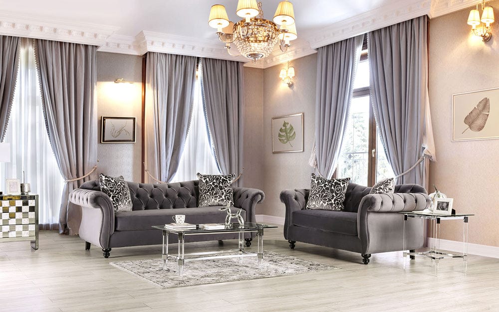 Furniture of America - Antoinette Sofa + Loveseat in Gray - SM2229-2PC View 1