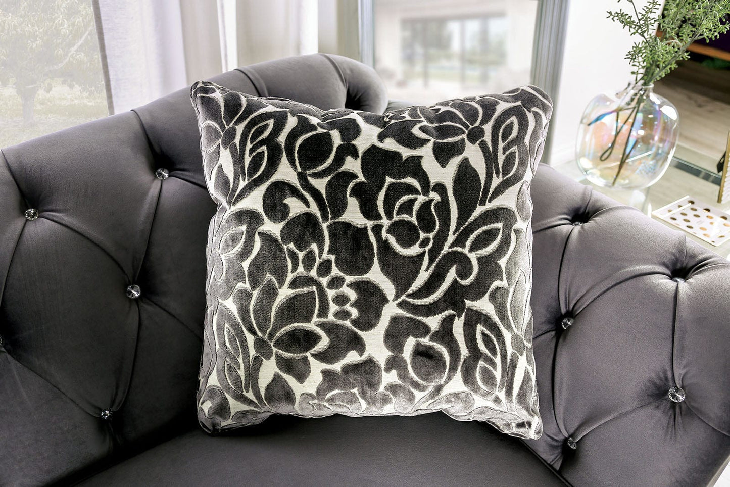 Furniture of America - Antoinette Sofa + Loveseat in Gray - SM2229-2PC View 3