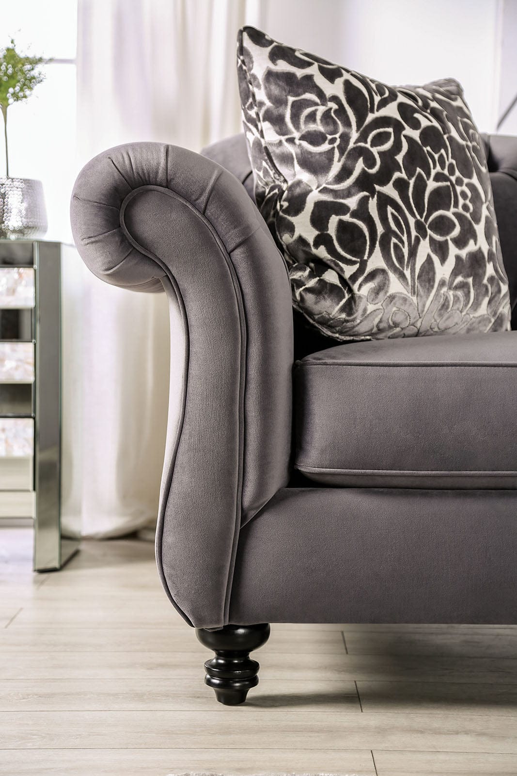 Furniture of America - Antoinette Sofa + Loveseat in Gray - SM2229-2PC View 5