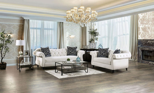 Furniture of America - Antoinette Sofa + Loveseat in White - SM2228-2PC View 1
