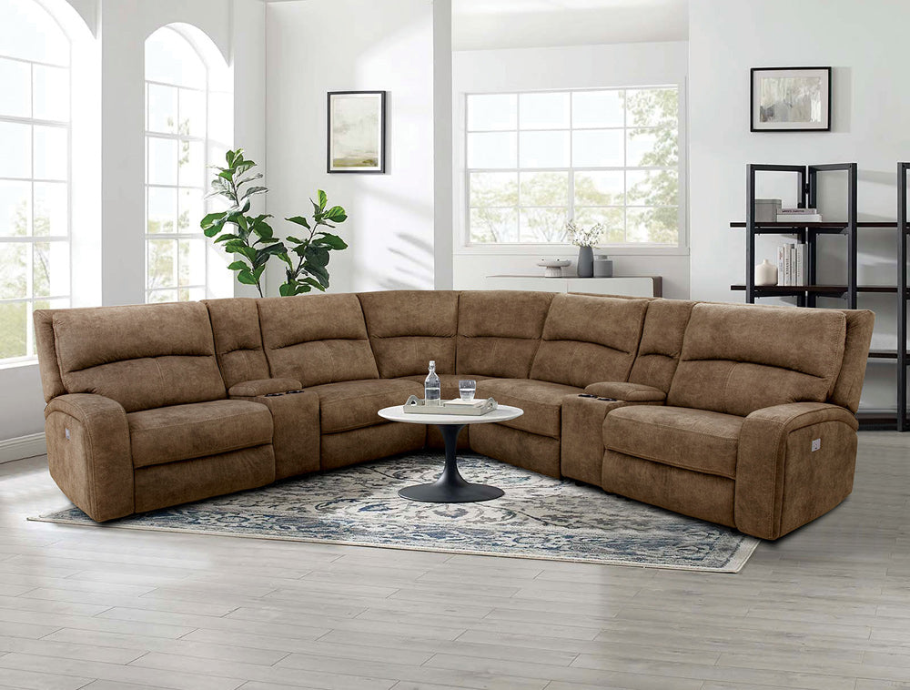 Furniture of America - Apostolos Power Sectional in Brown - CM9915BR-SECT-PM View 1