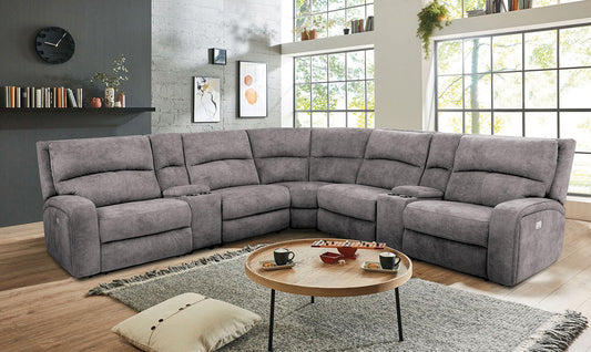 Furniture of America - Apostolos Power Sectional in Light Gray - CM9915LG-SECT-PM View 1