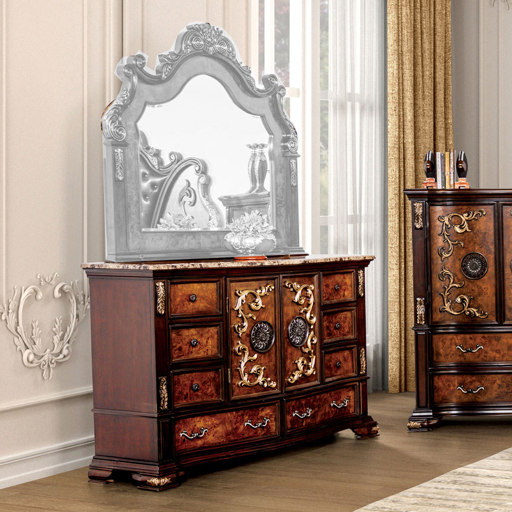 Furniture of America - Aquilina Dresser in Dark Cherry/Oak - FM7422CH-D View 1