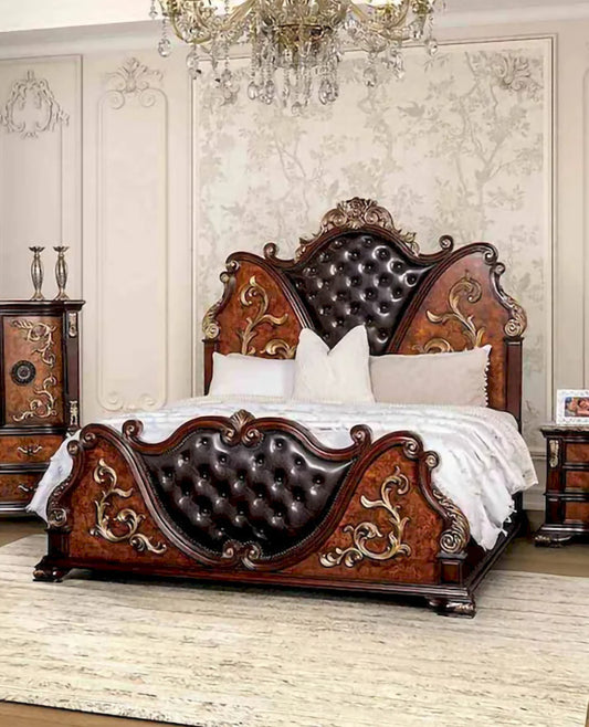 Furniture of America - Aquilina - E.King Bed, Dark Cherry/Oak - FM7422CH-EK-BED view 1