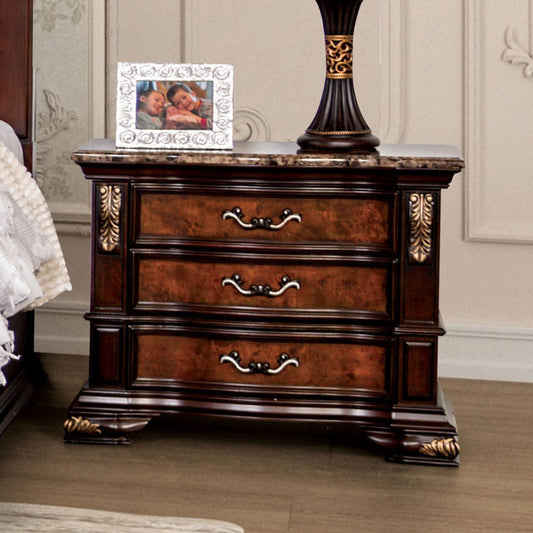 Furniture of America - Aquilina Nightstand in Dark Cherry/Oak - FM7422CH-N View 1