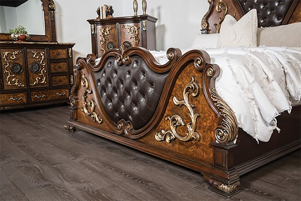 Furniture of America - Aquilina Queen Bed in Dark Cherry/Oak - FM7422CH-Q-BED View 2