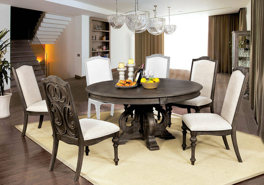 Furniture of America - Arcadia 5 Pc. Round Dining Table Set in Rustic Natural Tone/Ivory - CM3150RT-5PC View 1