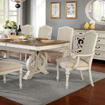 Furniture of America - Arcadia 7 Pc. Dining Table Set (2AC+4SC) in Antique White - CM3150WH-T-7PC View 4