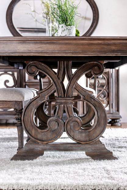 Furniture of America - Arcadia 7 Pc. Dining Table Set (2AC+6SC) in Rustic Natural Tone/Ivory - CM3150T-9PC View 3