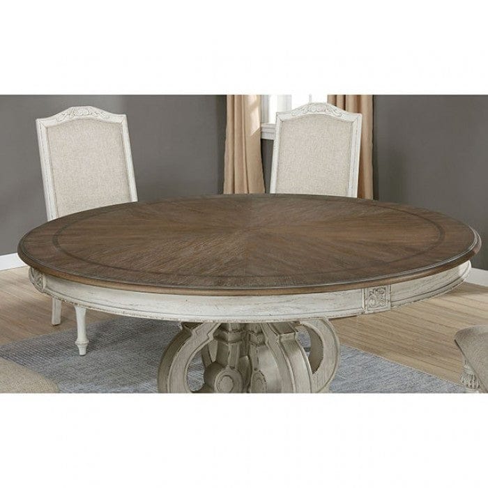 Furniture of America - Arcadia 7 Pc. Round Dining Table Set in Antique White - CM3150WH-RT-7PC View 3