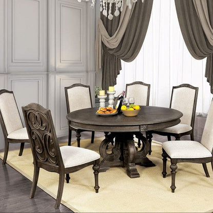 Furniture of America - Arcadia 7 Pc. Round Dining Table Set in Rustic Natural Tone/Ivory - CM3150RT-7PC View 5