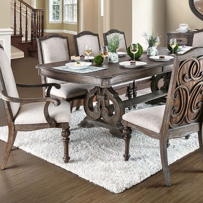 Furniture of America - Arcadia Dining Table in Rustic Natural Tone/Ivory - CM3150T-TABLE View 5
