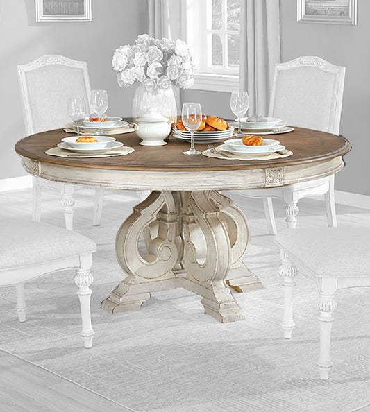 Furniture of America - Arcadia Round Dining Table in Antique White/Ivory - CM3150WH-RT View 1