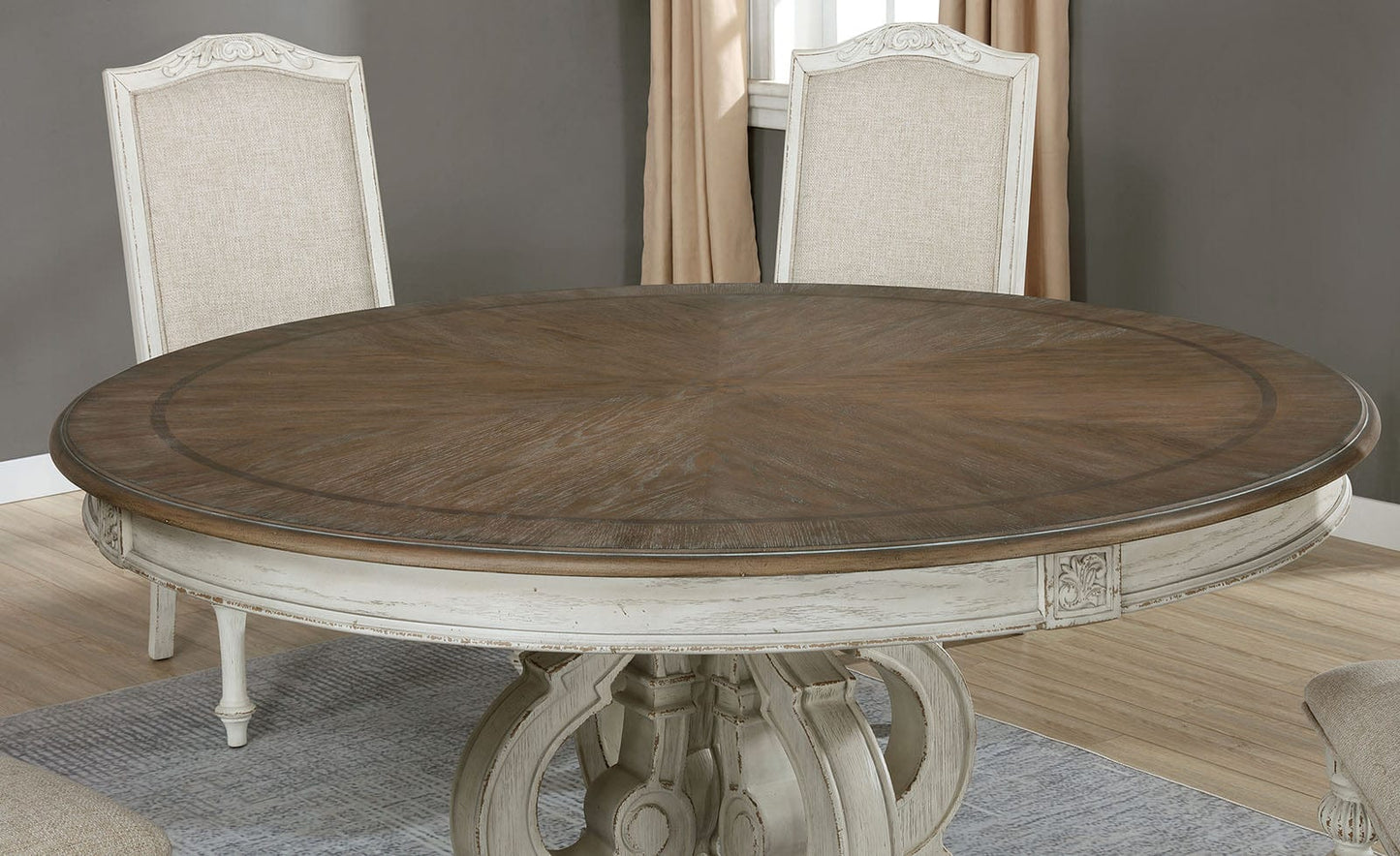 Furniture of America - Arcadia Round Dining Table in Antique White/Ivory - CM3150WH-RT View 4