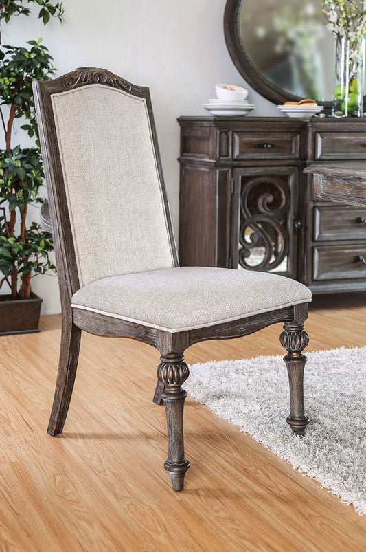 Furniture of America - Arcadia Side Chair Set of 2 in Rustic Natural Tone/Ivory - CM3150SC-2PK View 1