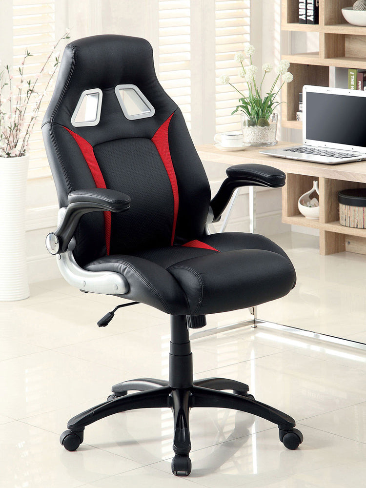 Furniture of America - Argon Office Chair in Black/Silver/Red - CM-FC612 View 1