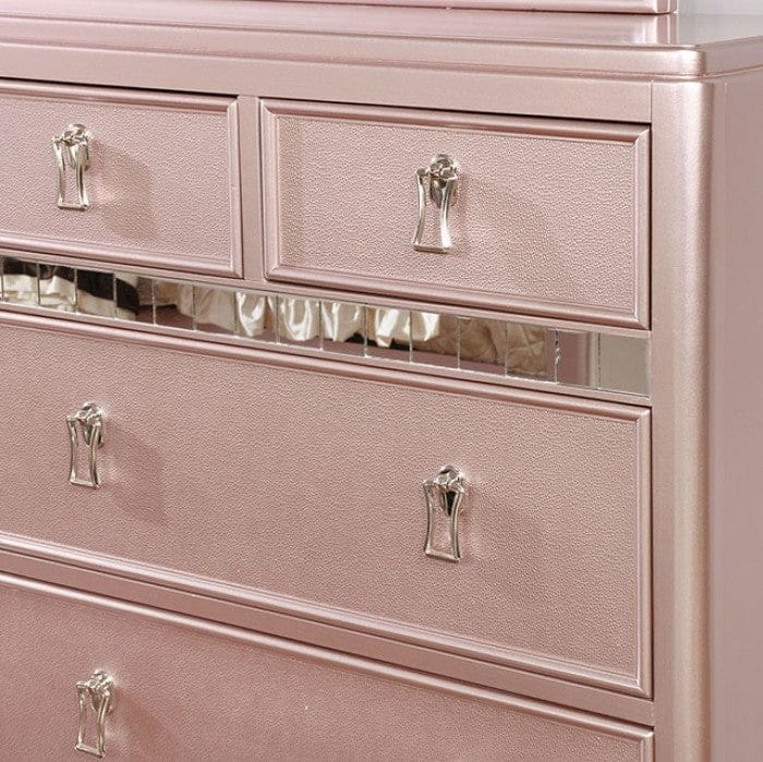 Furniture of America - Ariston 4 Pc. Twin Bedroom Set in Rose Gold - CM7171RG-T-4PC View 2