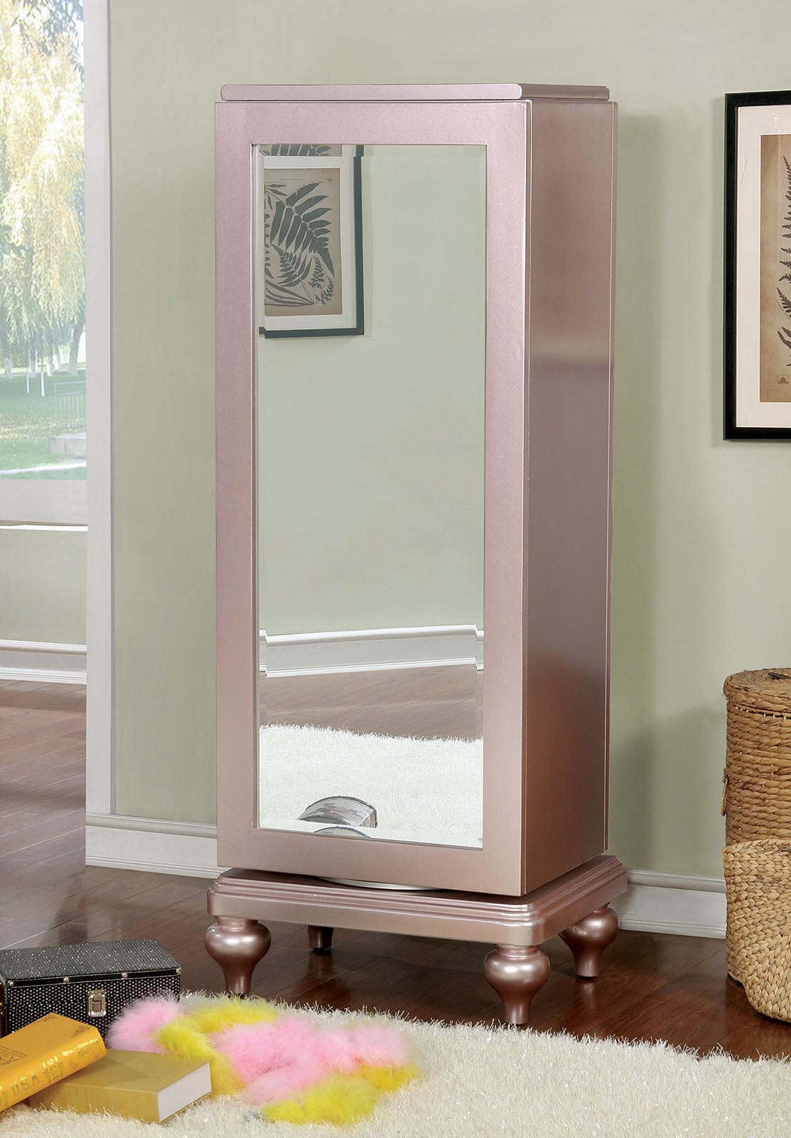 Furniture of America - Ariston Swivel Chest in Rose Gold - CM7170RG-CS View 2