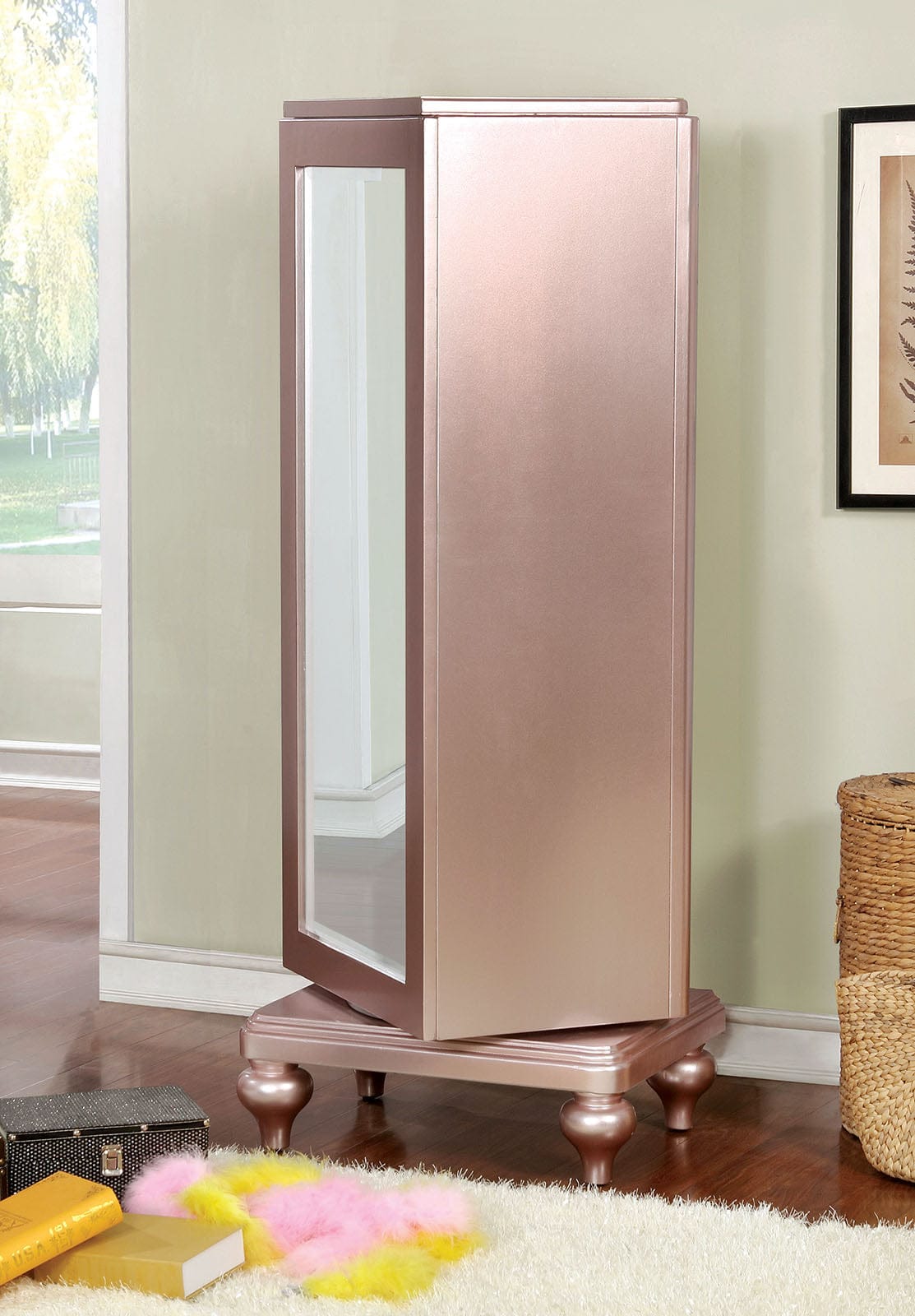 Furniture of America - Ariston Swivel Chest in Rose Gold - CM7170RG-CS View 3