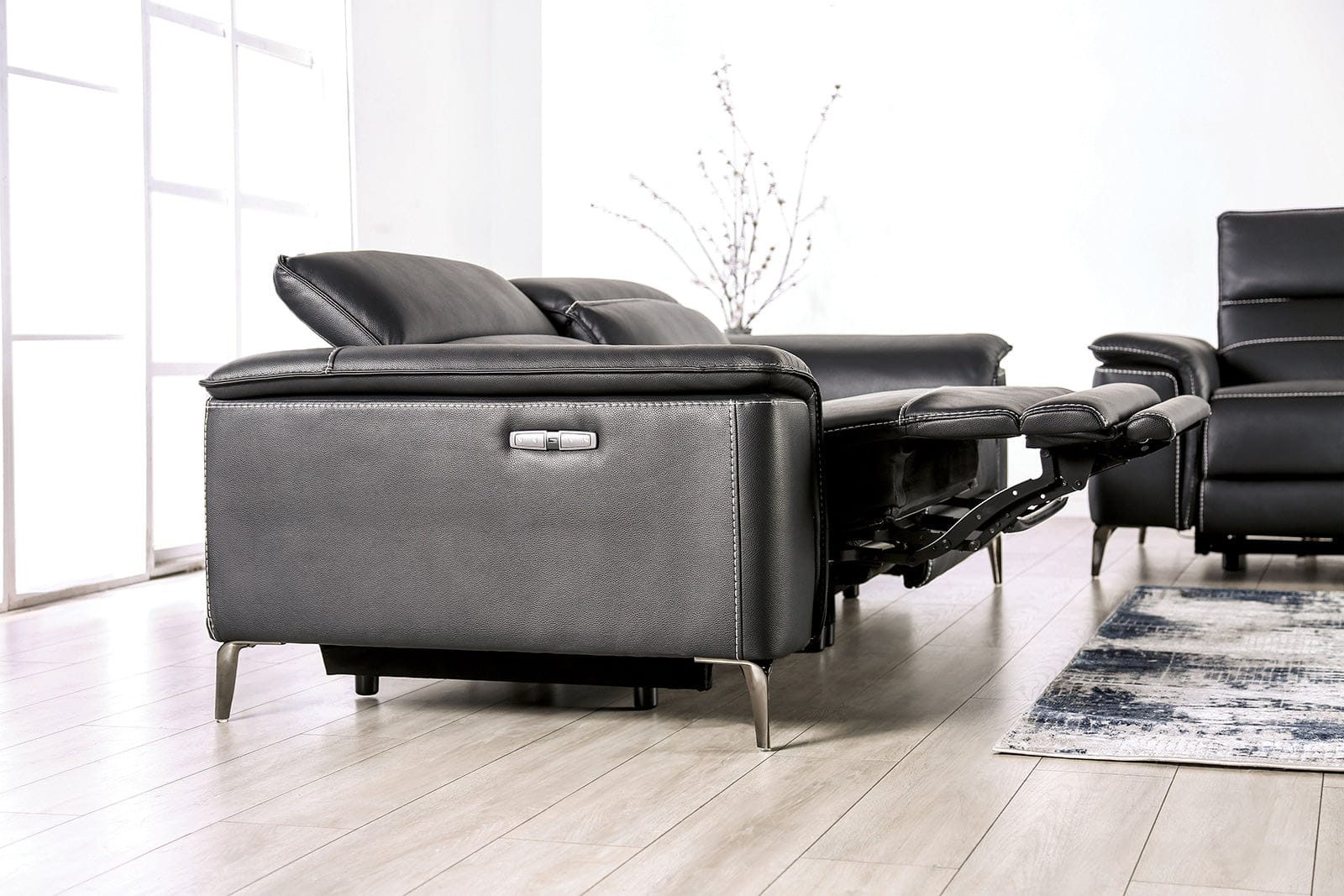 Furniture of America - Ascona Power Sofa + Loveseat in Black - CM9927BK-PM-2PC View 5