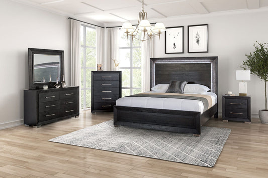 Furniture of America - Ashbourne 5 Pc. Queen Bedroom Set w/ Chest in Black - FM7415BK-Q-5PC-CHEST View 1