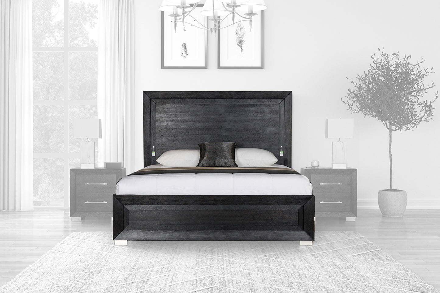 Furniture of America - Ashbourne Queen Bed in Black - FM7415BK-Q-BED View 1