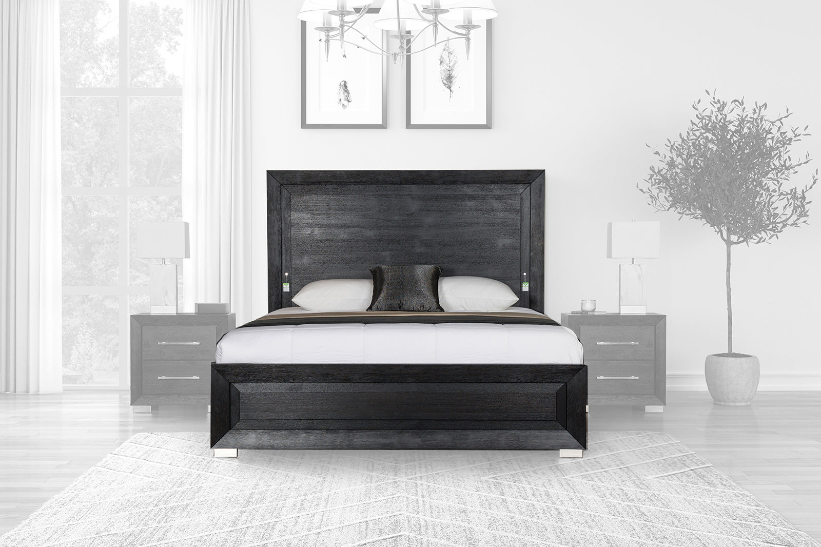 Furniture of America - Ashbourne Queen Bed in Black - FM7415BK-Q-BED View 1