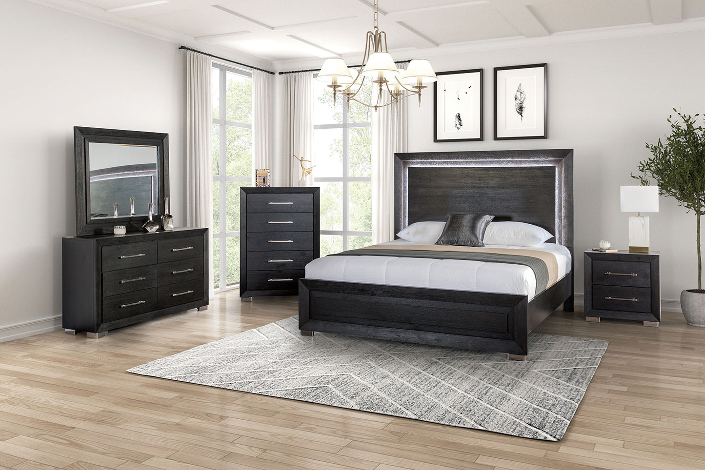 Furniture of America - Ashbourne Queen Bed in Black - FM7415BK-Q-BED View 2