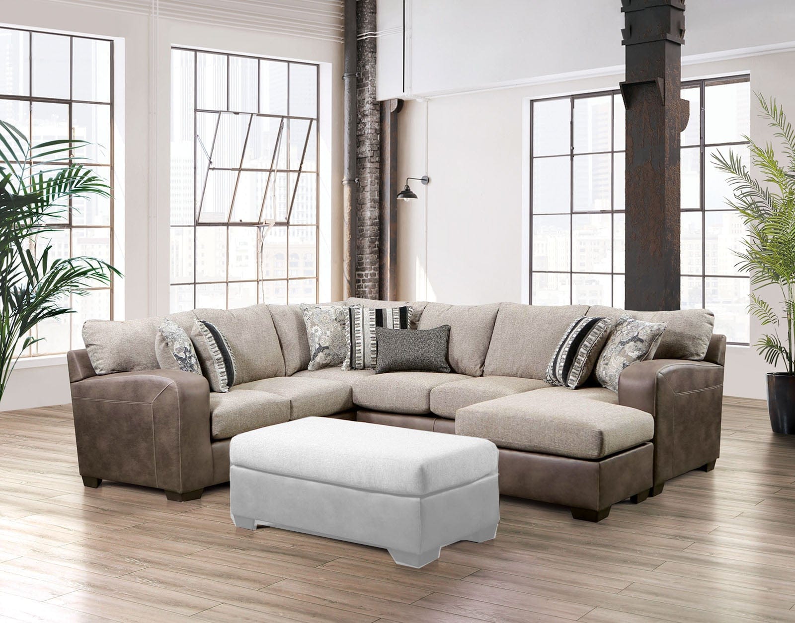 Furniture of America - Ashenweald Sectional in Brown/Light Brown - SM5404-SECT View 2