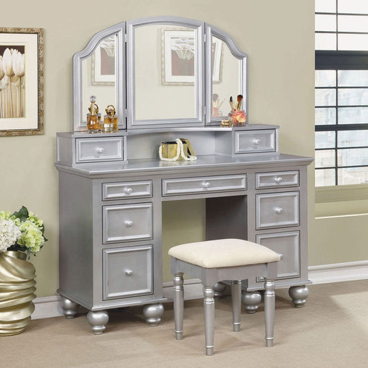 Furniture of America - Athy Vanity w/ Stool in Silver - CM-DK6848SV View 1