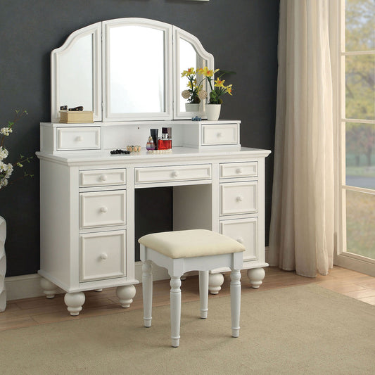 Furniture of America - Athy Vanity w/ Stool in White - CM-DK6848WH View 1