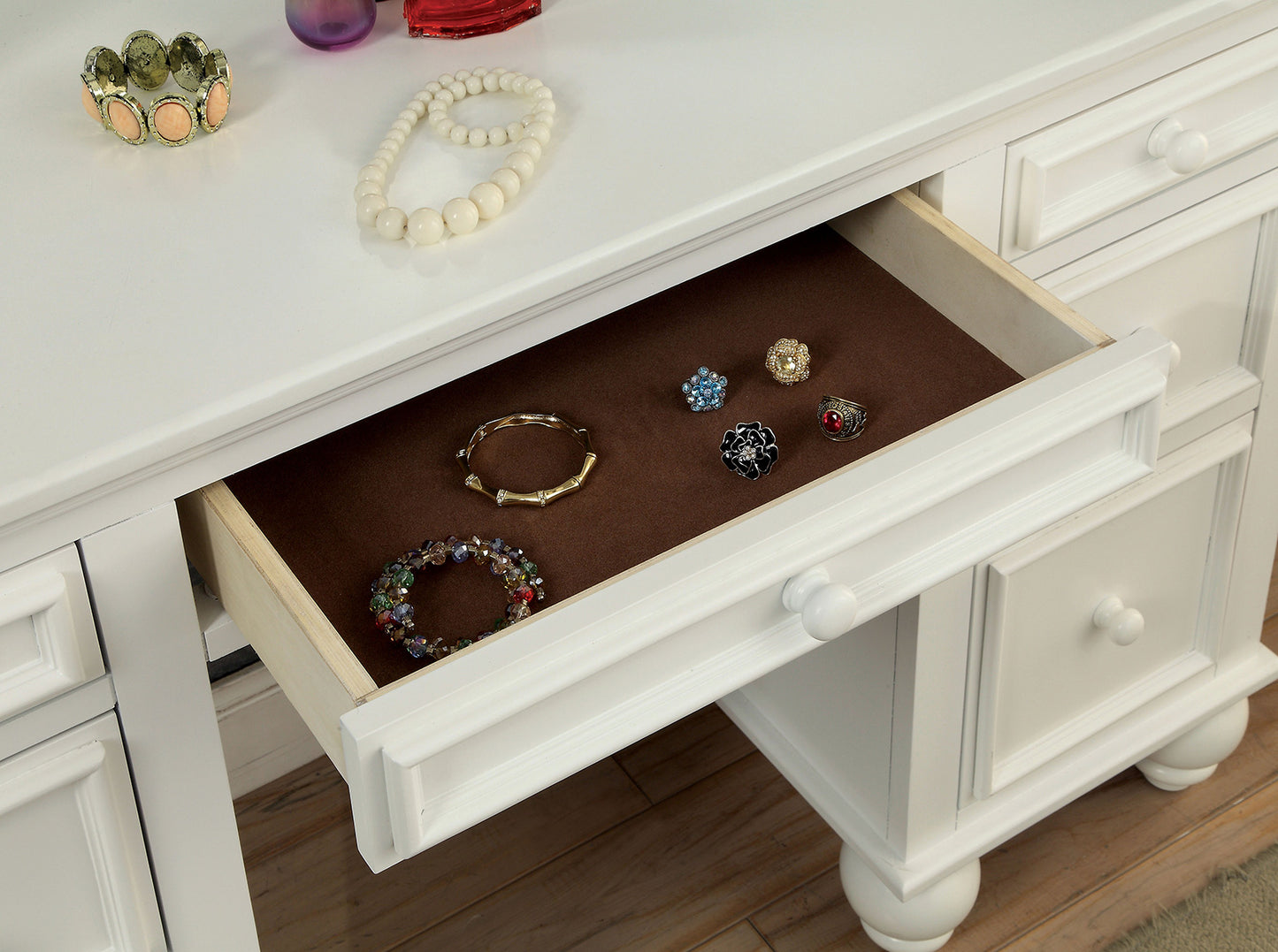Furniture of America - Athy Vanity w/ Stool in White - CM-DK6848WH View 2