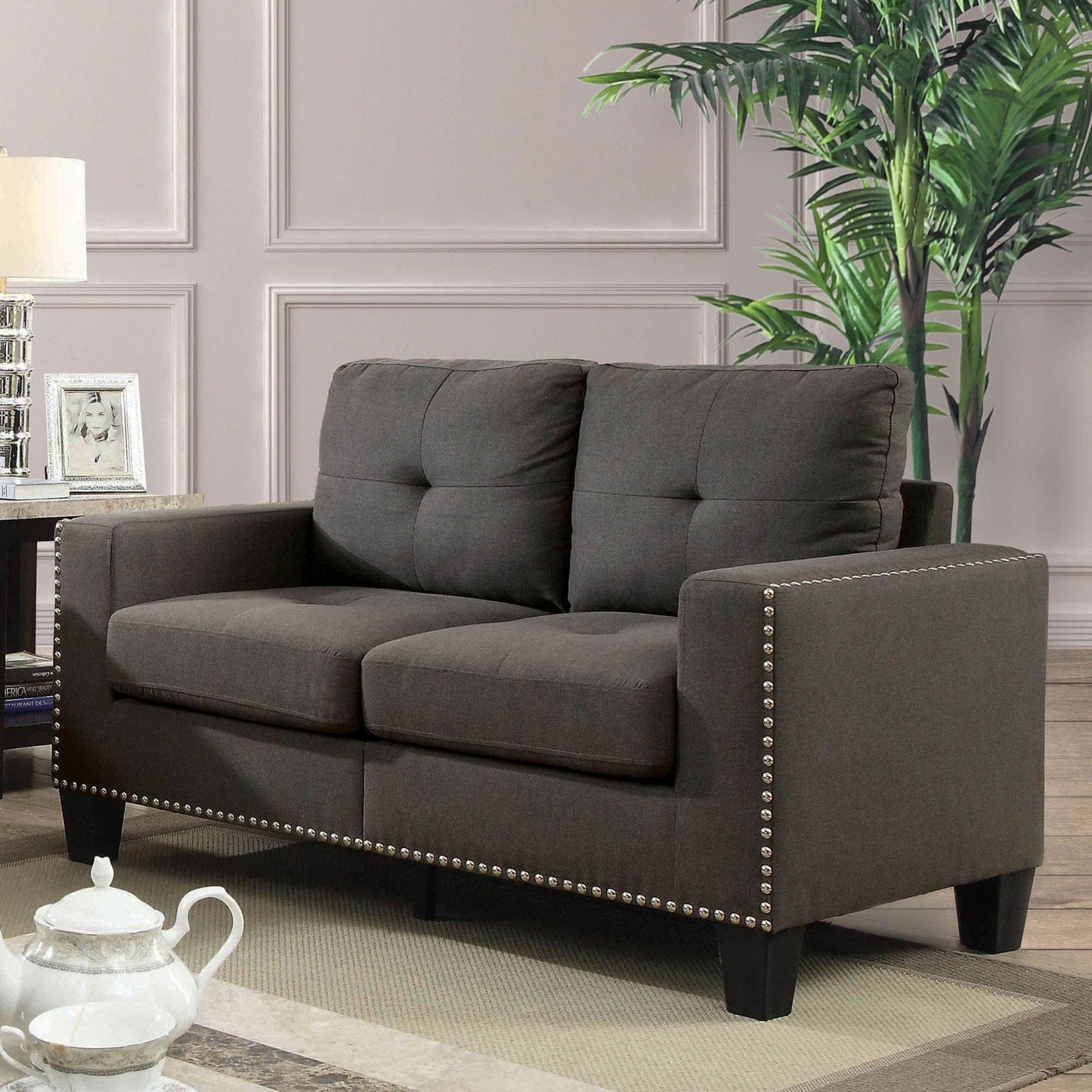 Furniture of America - Attwell Sofa + Loveseat in Gray - CM6594-2PC View 3