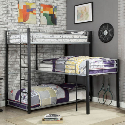 Furniture of America - Aubrey Twin Triple Decker Bed in Sand Black - CM-BK919-BED View 1