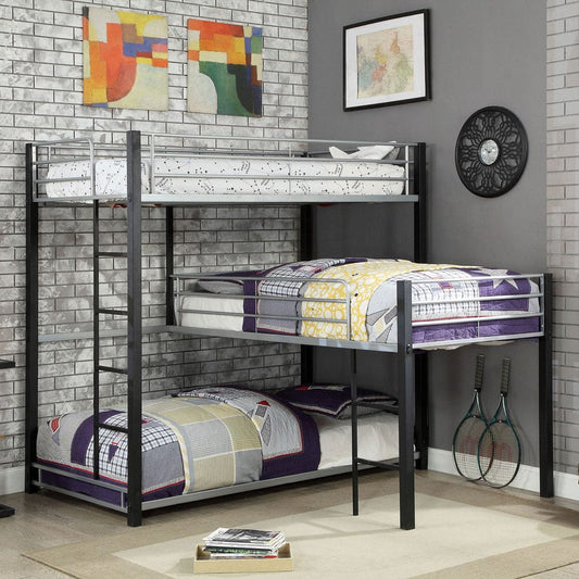 Furniture of America - Aubrey Twin Triple Decker Bed in Sand Black - CM-BK919-BED View 1