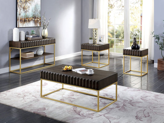 Furniture of America - Augsburg Sofa Table in Walnut/Gold - CM4545WN-S View 2