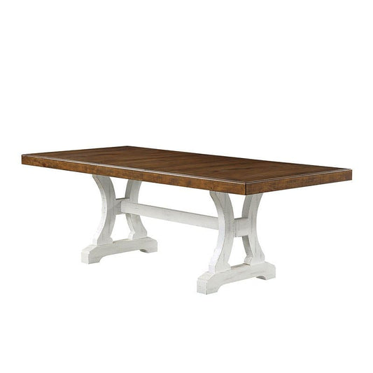 Furniture of America - Auletta Dining Table in Distressed White/Distressed Dark Oak - CM3417T-TABLE View 1