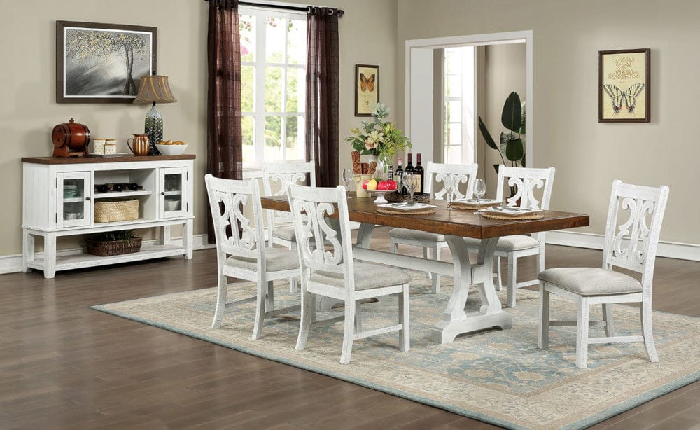 Furniture of America - Auletta Dining Table in Distressed White/Distressed Dark Oak - CM3417T-TABLE View 3