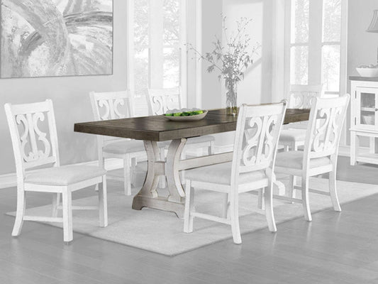 Furniture of America - Auletta Dining Table in Distressed White/Gray - CM3417GY-T-TABLE View 1