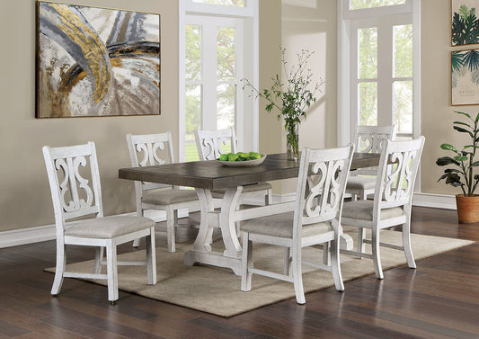 Furniture of America - Auletta Dining Table in Distressed White/Gray - CM3417GY-T-TABLE View 2