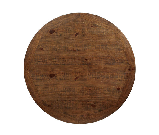 Furniture of America - Auletta Round Dining Table in Distressed White/Distressed Dark Oak - CM3417RT View 2