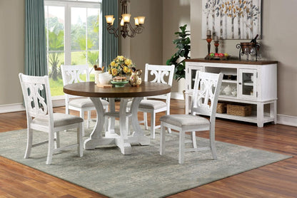 Furniture of America - Auletta Round Dining Table in Distressed White/Distressed Dark Oak - CM3417RT View 4
