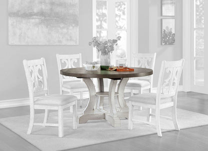 Furniture of America - Auletta Round Dining Table in Distressed White/Gray - CM3417GY-RT View 1