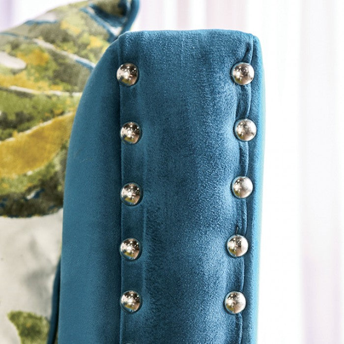 Furniture of America - Azuletti Sofa in Dark Teal/Apple Green - SM2219-SF View 2