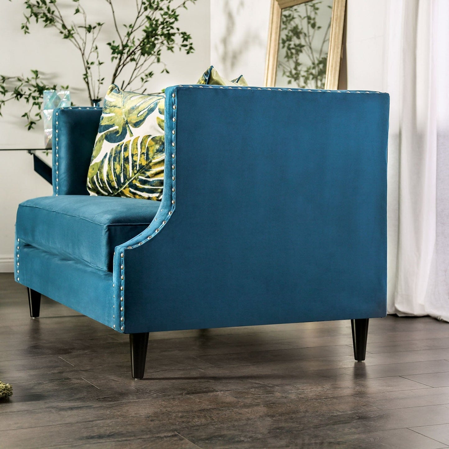Furniture of America - Azuletti Sofa + Loveseat in Dark Teal/Apple Green - SM2219-2PC View 5